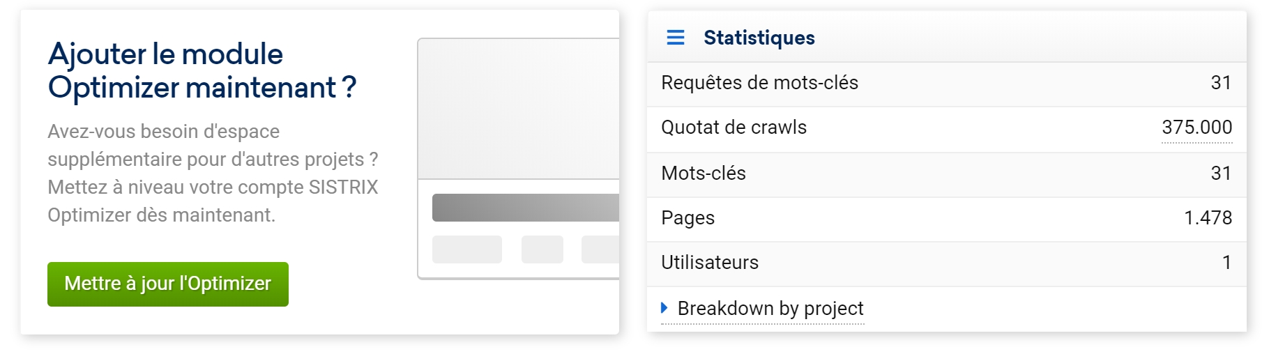 Upgrade l'optimizer Sistrix