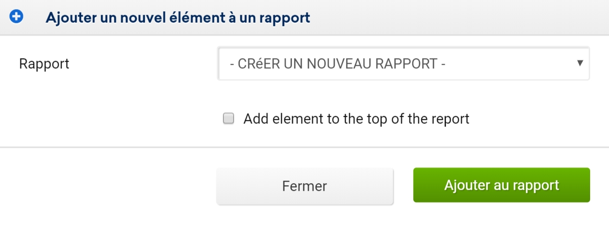 ajouter à un nouveau rapport Sistrix