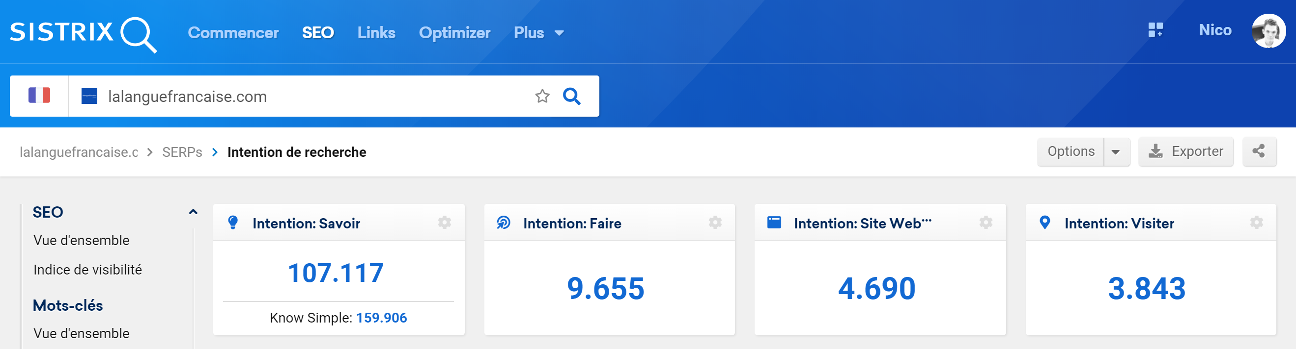 Intention de recherche lalanguefrançaise.com