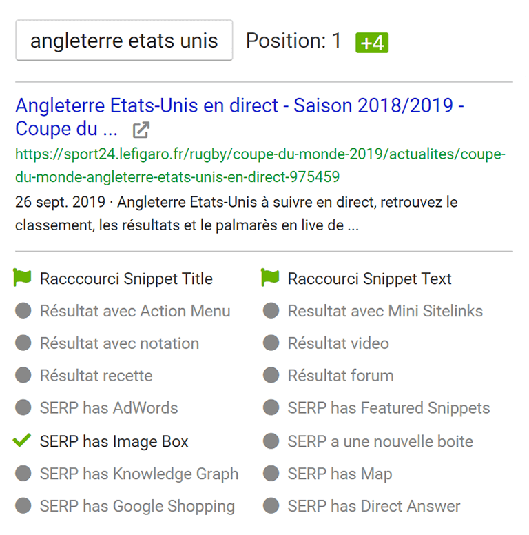 Informations snippet