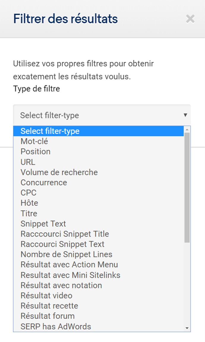 Liste de filtres