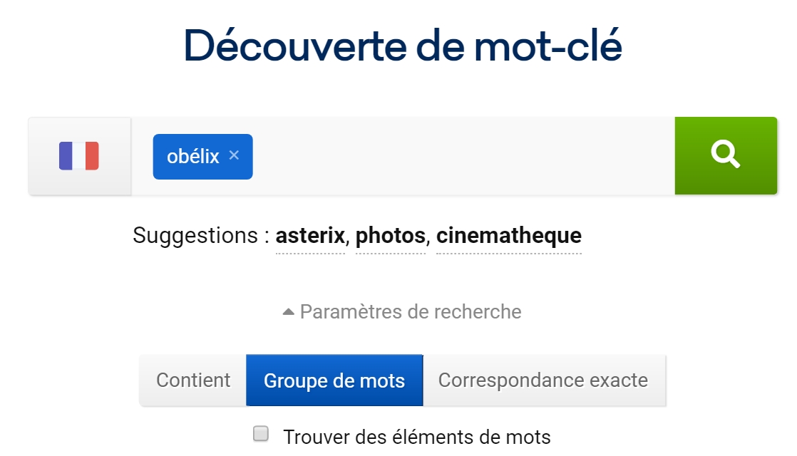 découverte de mots-clés avec SISTRIX