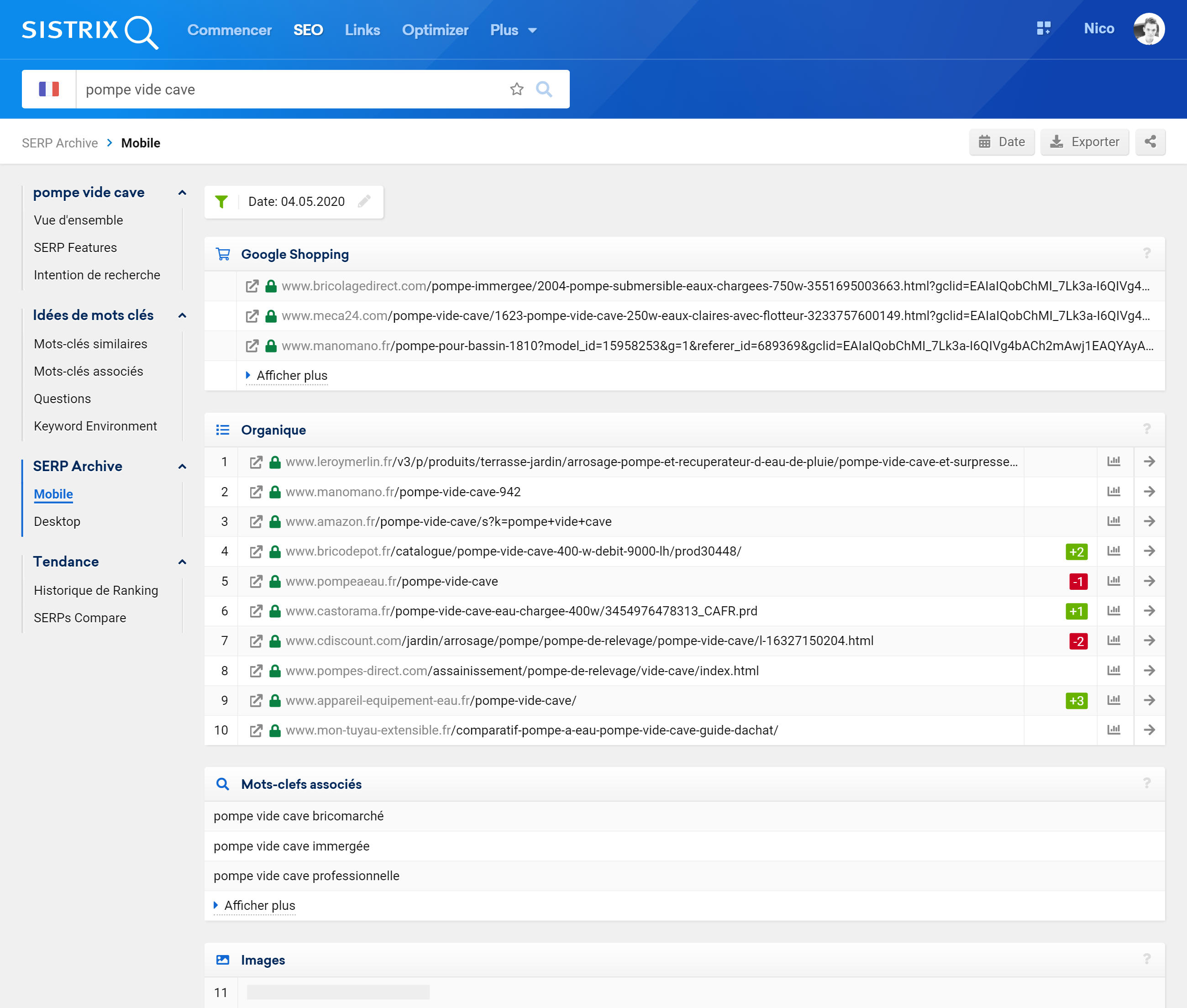 Structure SERP keyword pompe vide cave au 04.05.2020