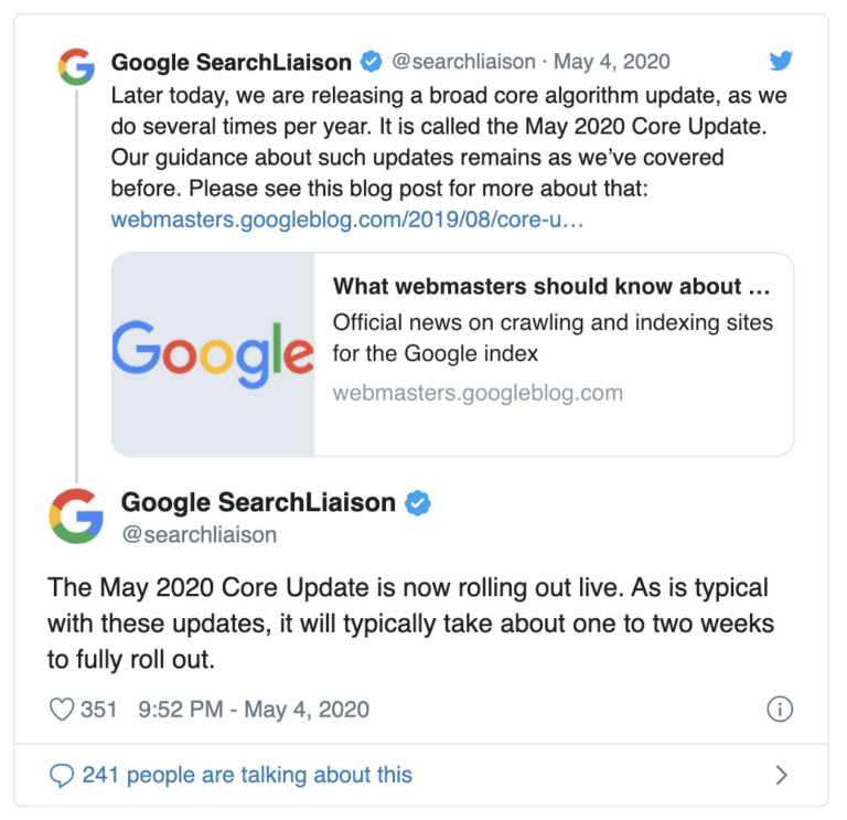 May 2020 Google Core Update