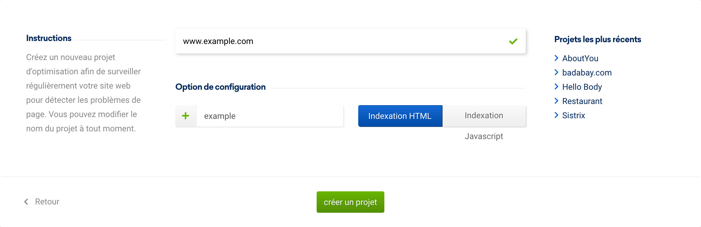Step 1 - enter domain
Step 2 - project name
