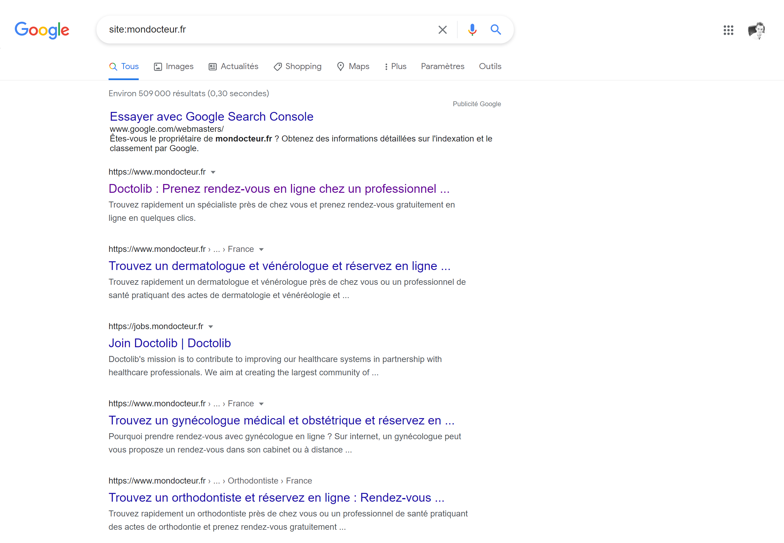 mondocteur.fr continu de ranker en SERP