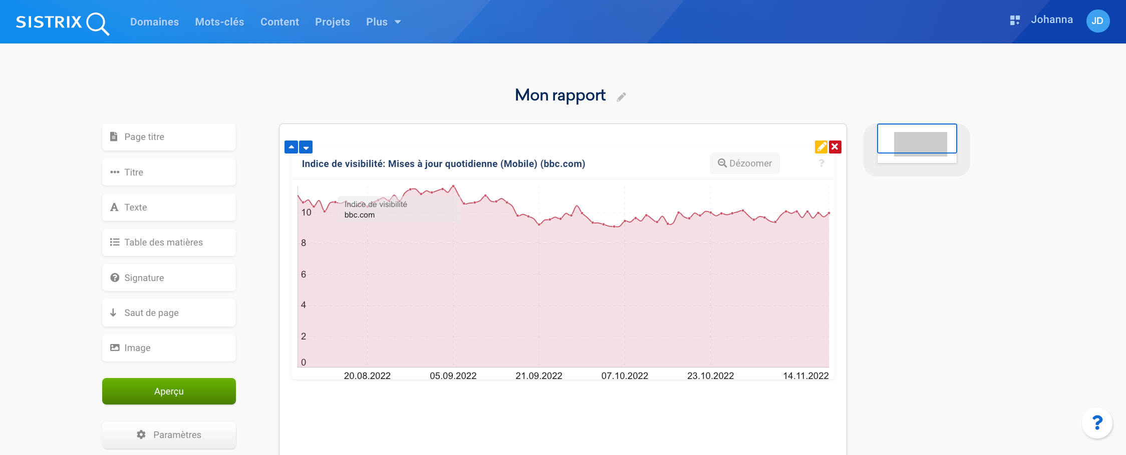 Comment éditer un élément d'un rapport SISTRIX