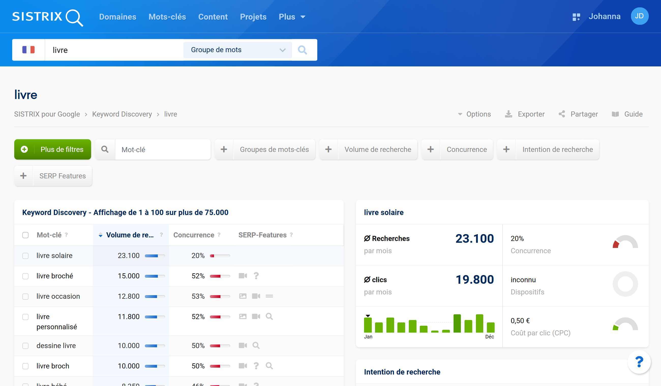 Comment filtrer et trier les mots-clés depuis l'outil Keyword Discovery sur l'explorateur de mots-clés de la Toolbox SISTRIX