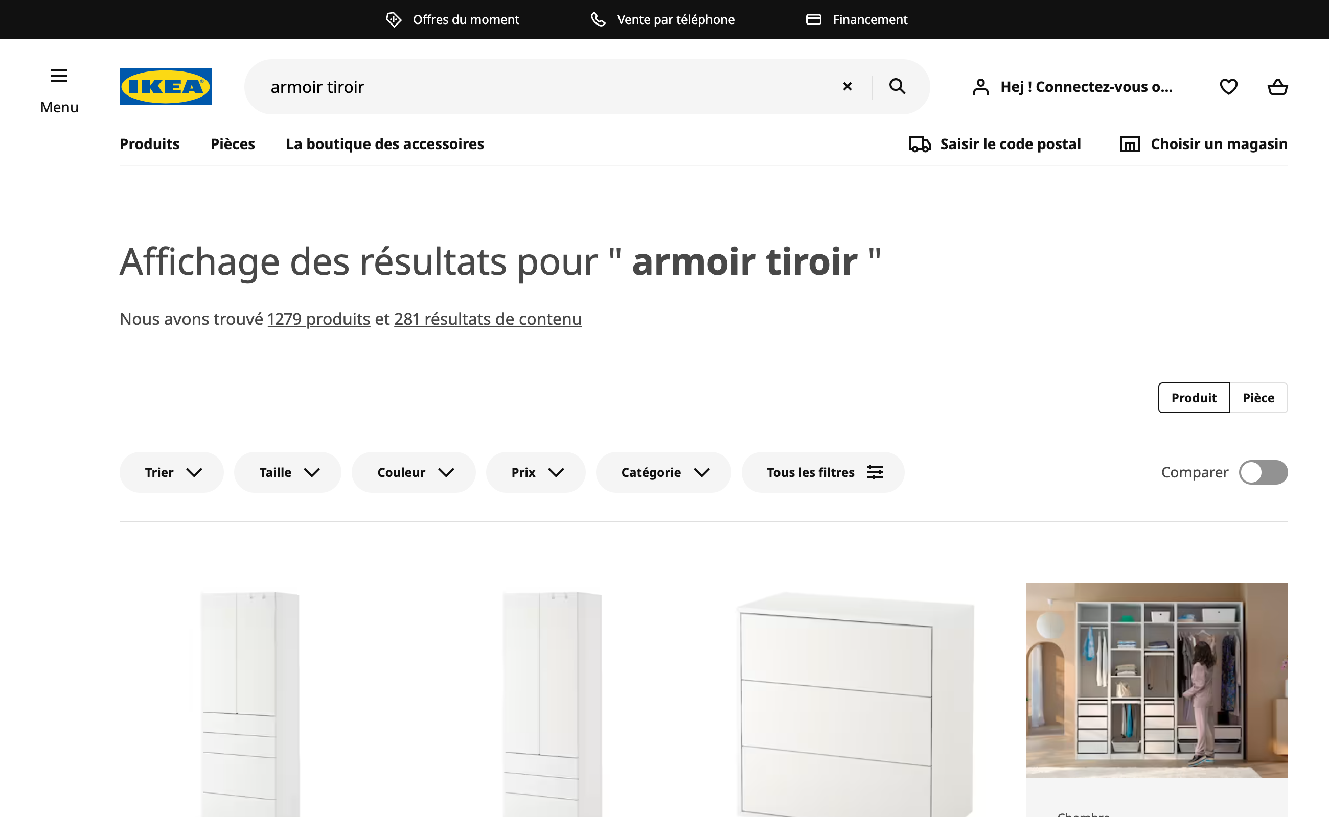 Résultat de la recherche pour Armoir tiroir dans le moteur de recherche du site Ikea.com
